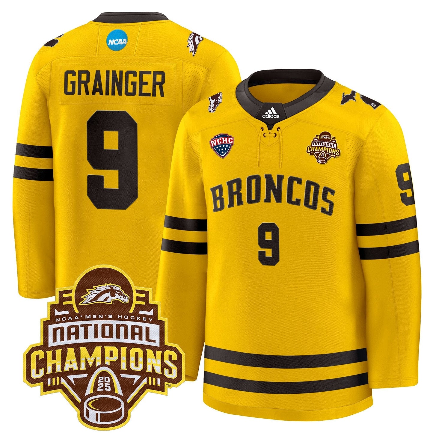 Men's Western Michigan Broncos 2025 National Champions Patch Premium Jersey - All Stitched