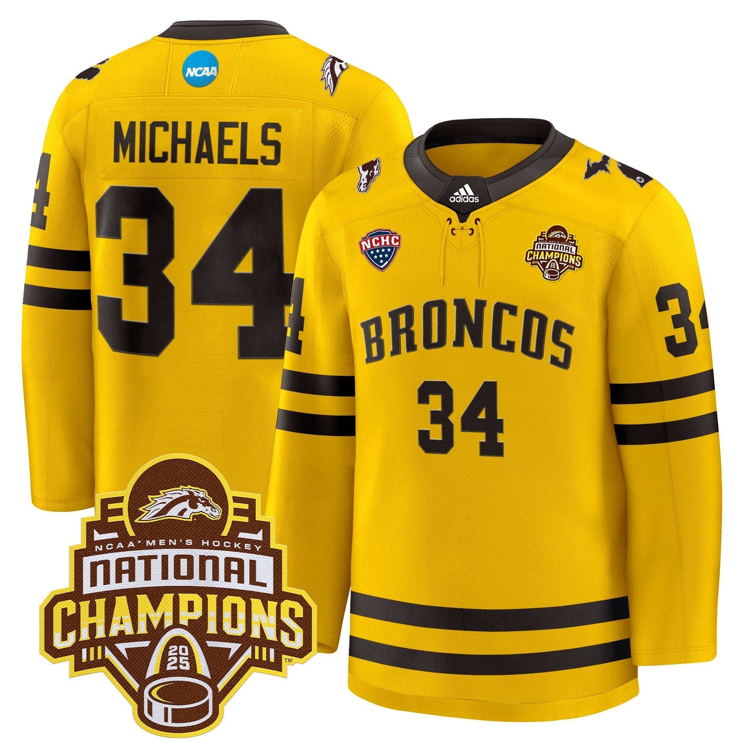Men's Western Michigan Broncos 2025 National Champions Patch Premium Jersey - All Stitched