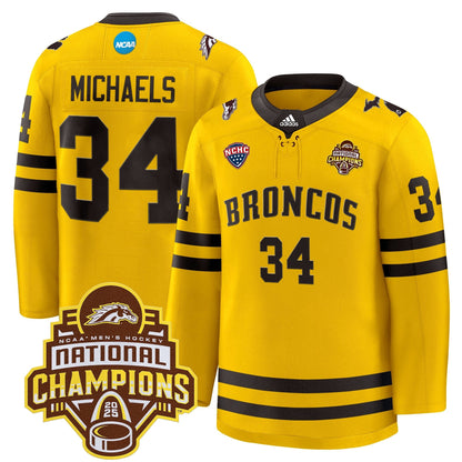 Men's Western Michigan Broncos 2025 National Champions Patch Premium Jersey - All Stitched