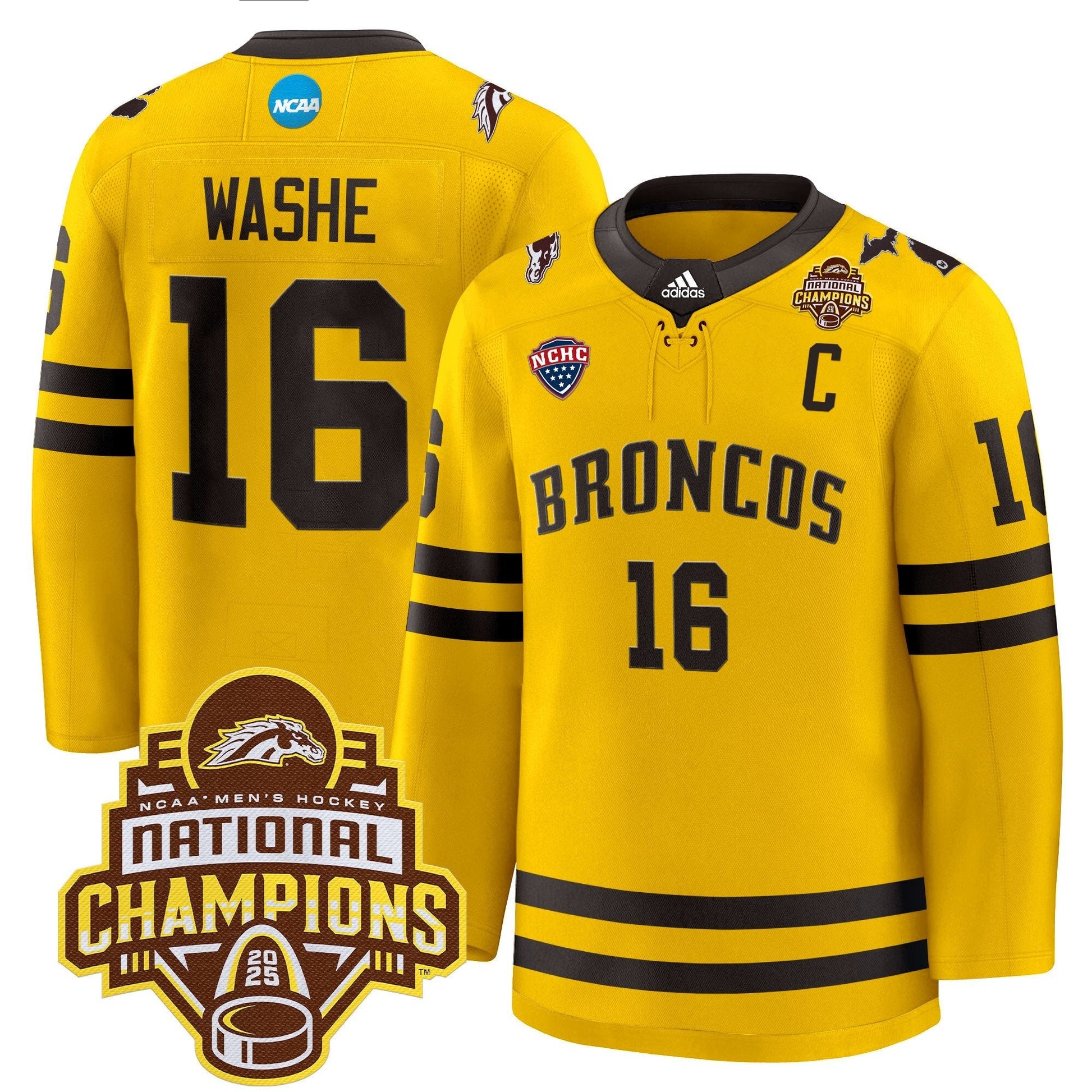Men's Western Michigan Broncos 2025 National Champions Patch Premium Jersey - All Stitched
