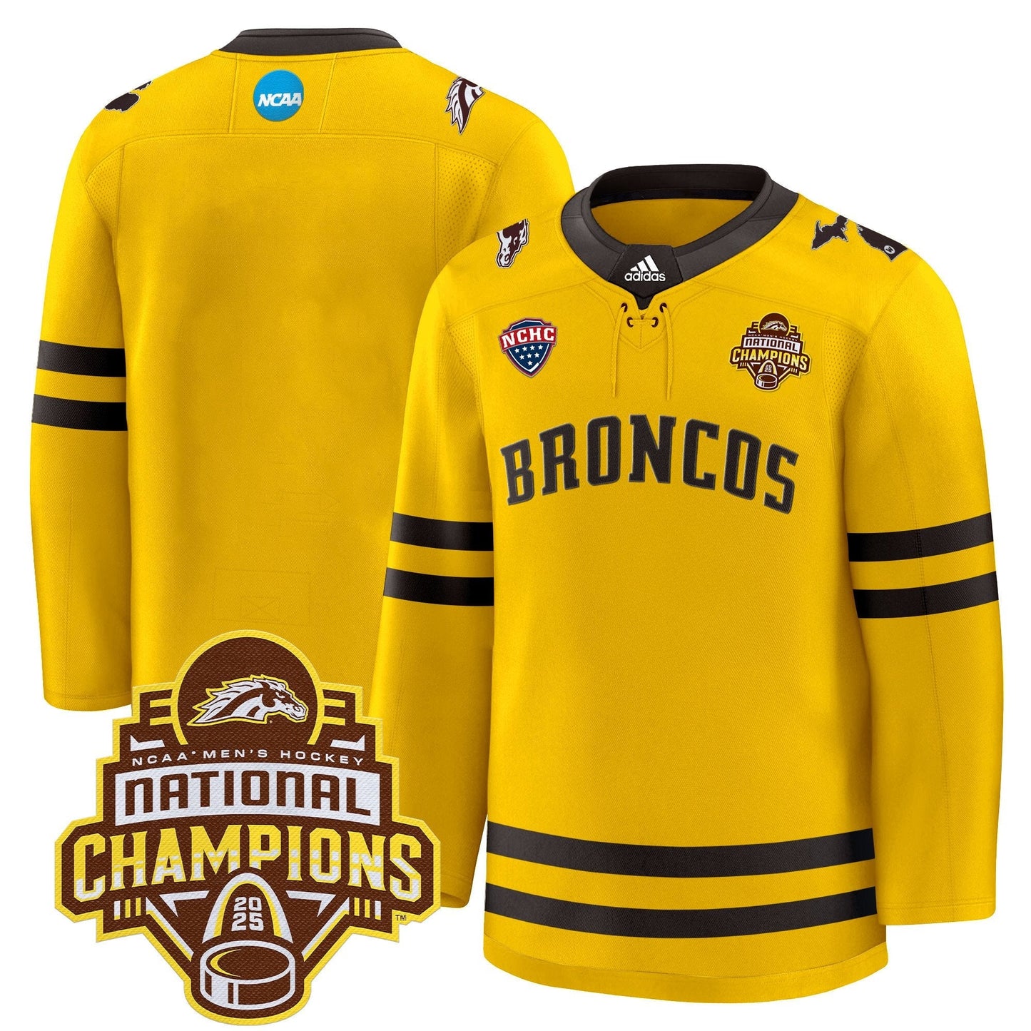 Men's Western Michigan Broncos 2025 National Champions Patch Premium Jersey - All Stitched