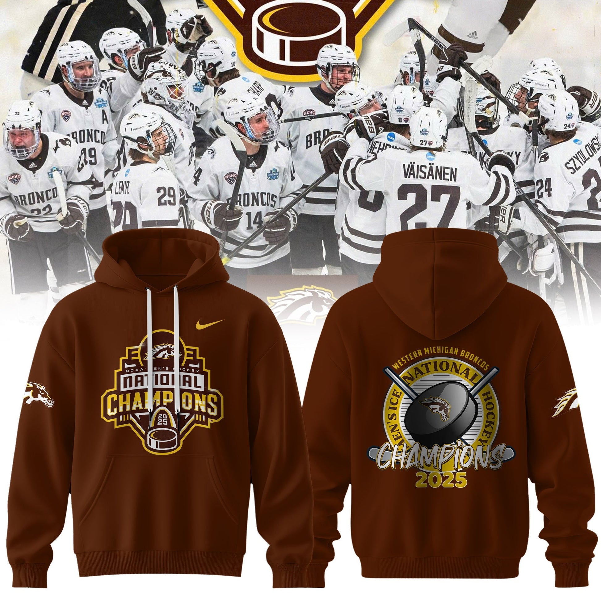 Western Michigan Broncos 2025 National Champions Patch Premium Hoodie