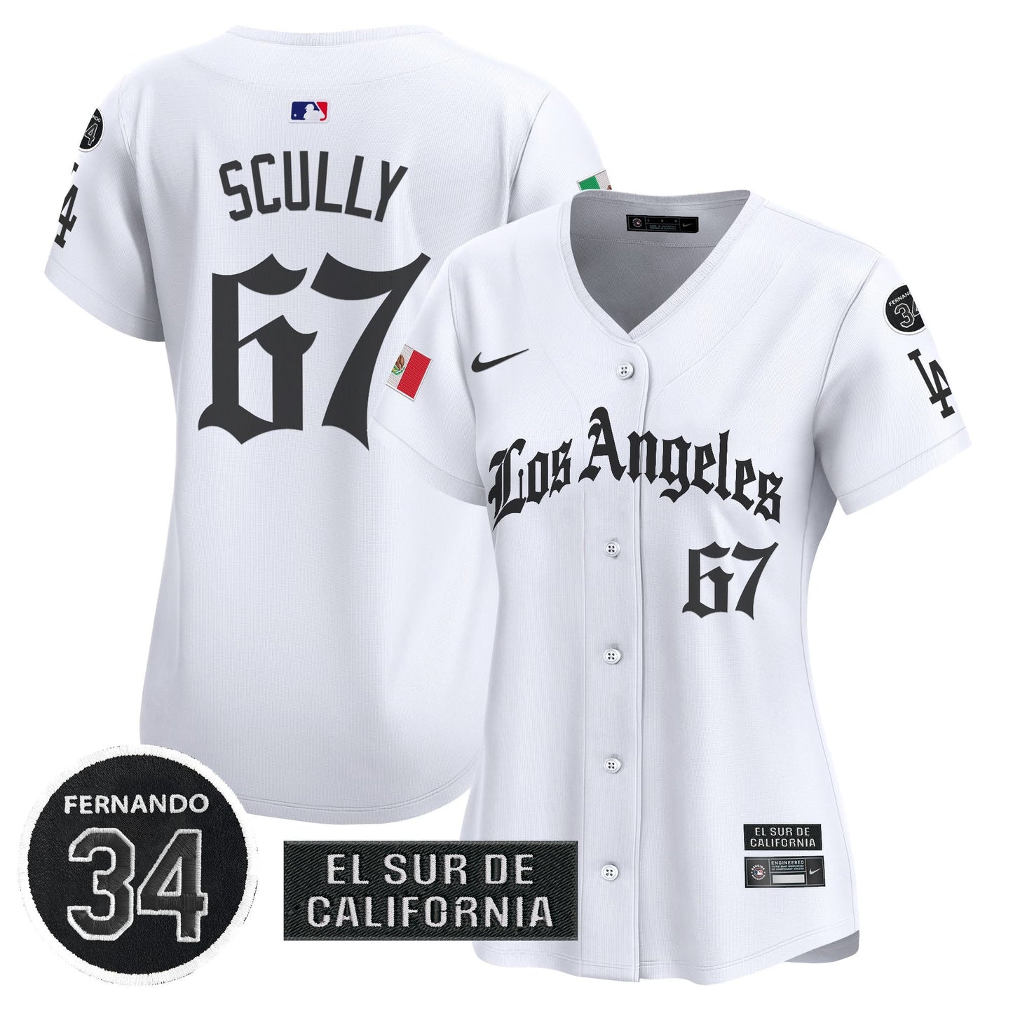 Women's Dodgers Mexico 2025 LA Gothic Style Patch Vapor Premier Limited Jersey - All Stitched