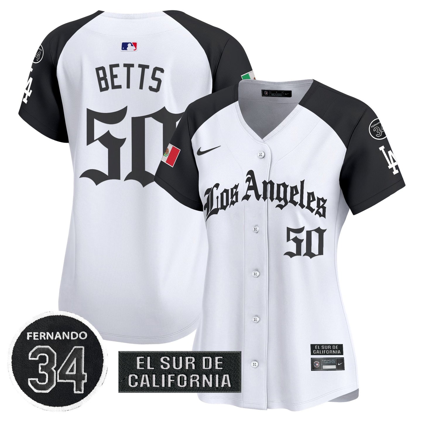 Women's Dodgers Mexico 2025 LA Gothic Style Patch Vapor Premier Limited Jersey - All Stitched