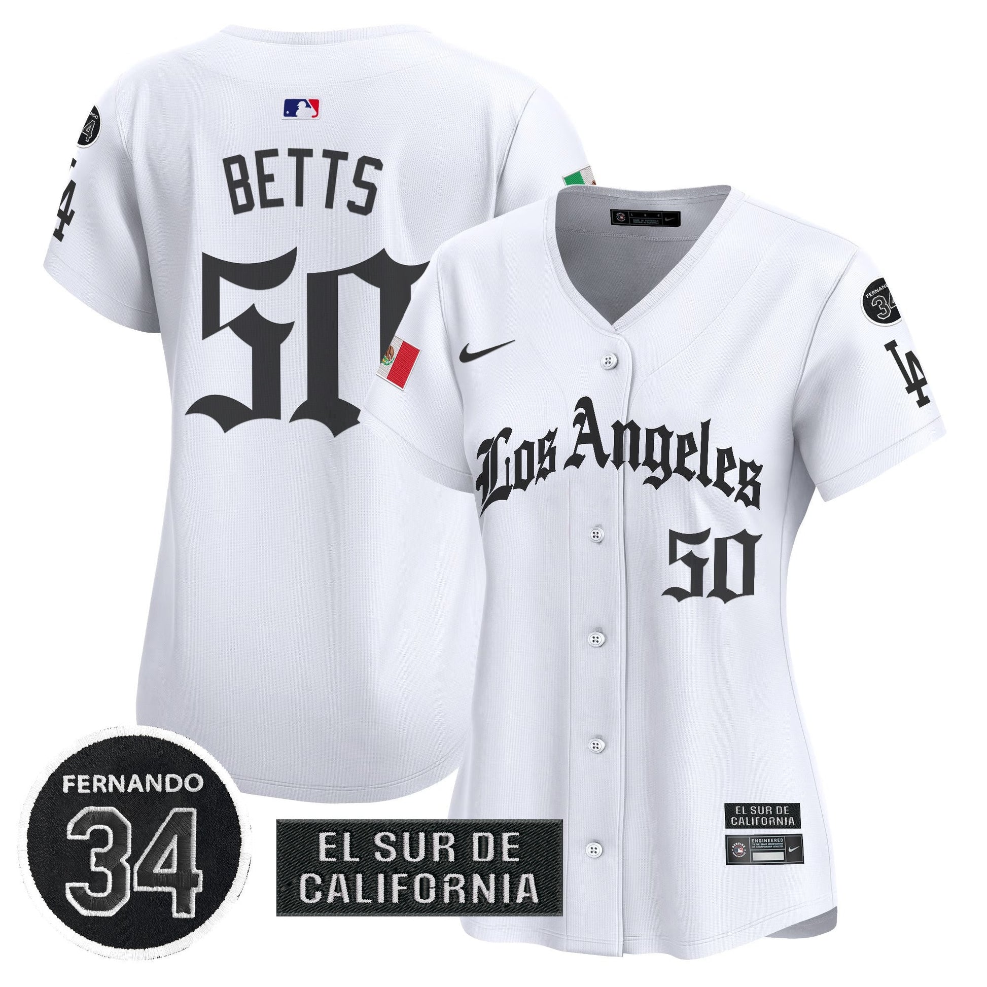 Women's Dodgers Mexico 2025 LA Gothic Style Patch Vapor Premier Limited Jersey - All Stitched