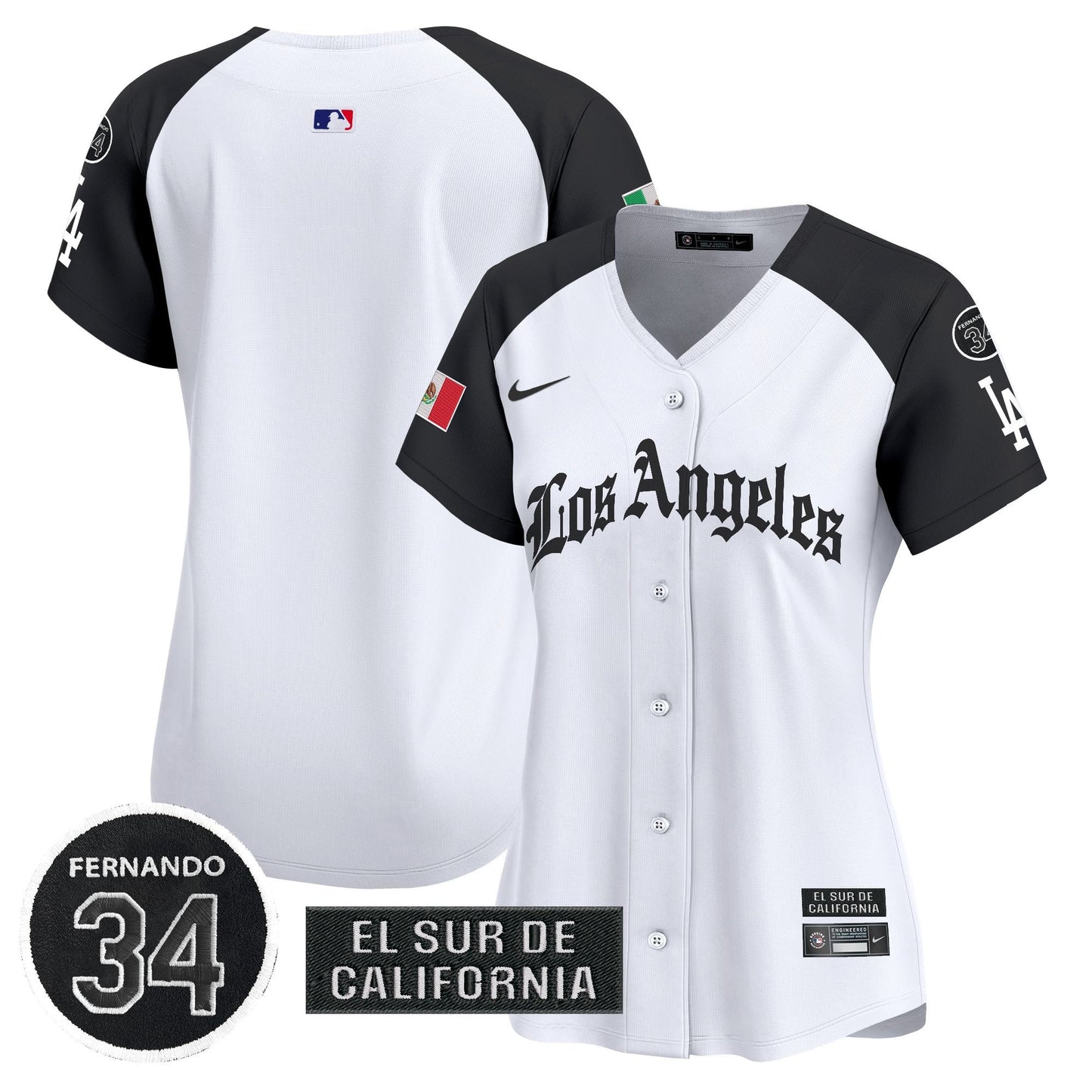Women's Dodgers Mexico 2025 LA Gothic Style Patch Vapor Premier Limited Jersey - All Stitched