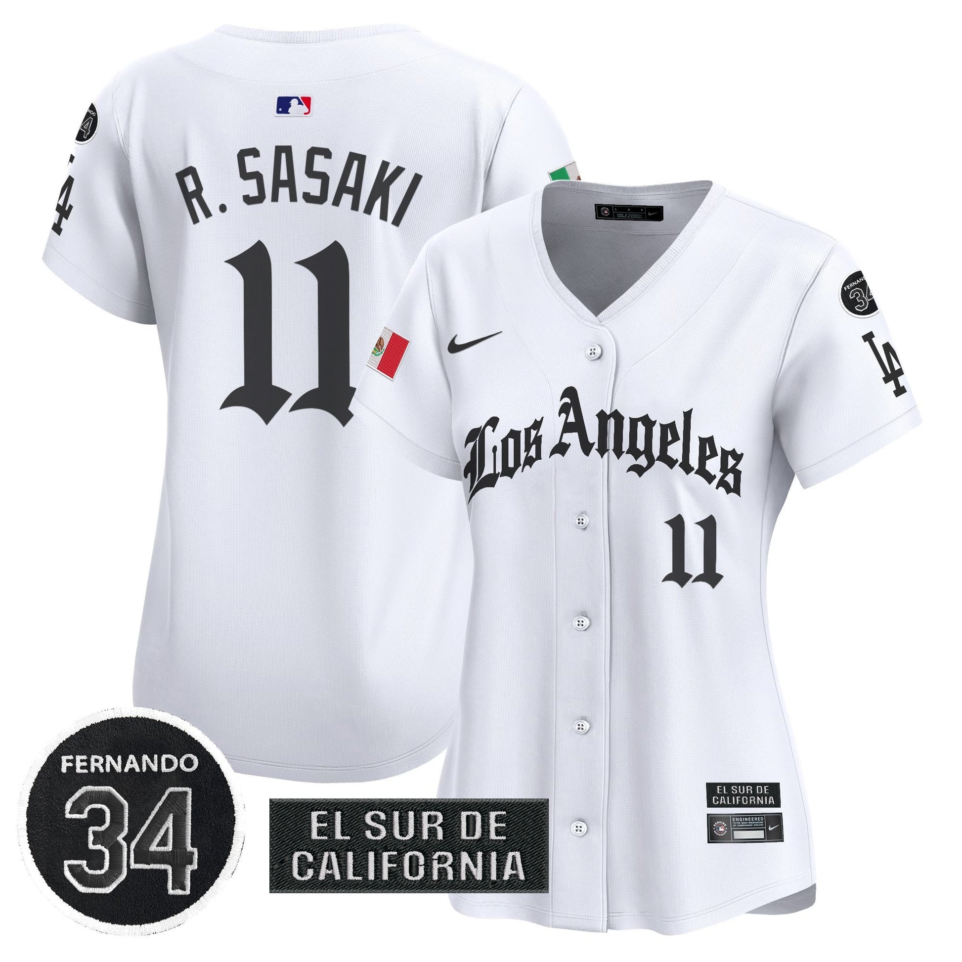 Women's Dodgers Mexico 2025 LA Gothic Style Patch Vapor Premier Limited Jersey - All Stitched