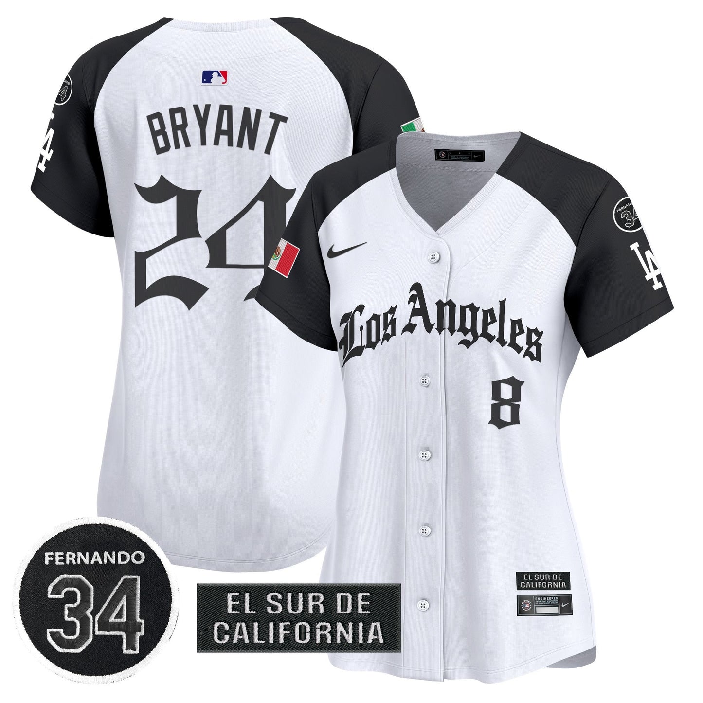 Women's Dodgers Mexico 2025 LA Gothic Style Patch Vapor Premier Limited Jersey - All Stitched