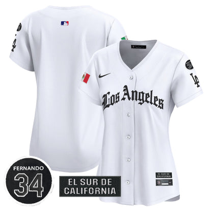 Women's Dodgers Mexico 2025 LA Gothic Style Patch Vapor Premier Limited Jersey - All Stitched