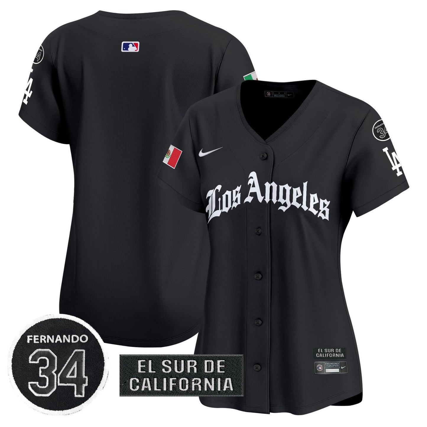 Women's Dodgers Mexico 2025 LA Gothic Style Patch Vapor Premier Limited Jersey - All Stitched