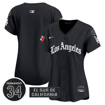 Women's Dodgers Mexico 2025 LA Gothic Style Patch Vapor Premier Limited Jersey - All Stitched