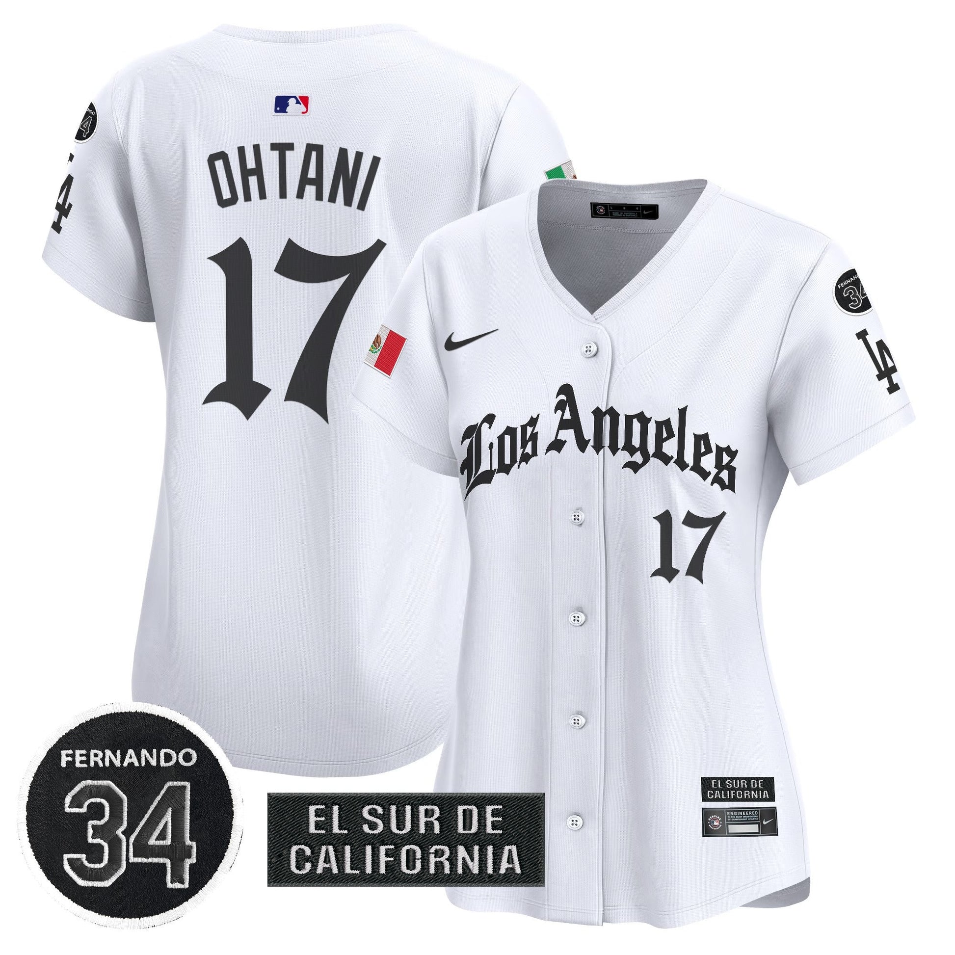 Women's Dodgers Mexico 2025 LA Gothic Style Patch Vapor Premier Limited Jersey - All Stitched