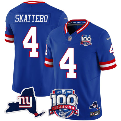 Men's New York Giants 100th Season & State Patch Vapor Limited Jersey - All Stitched