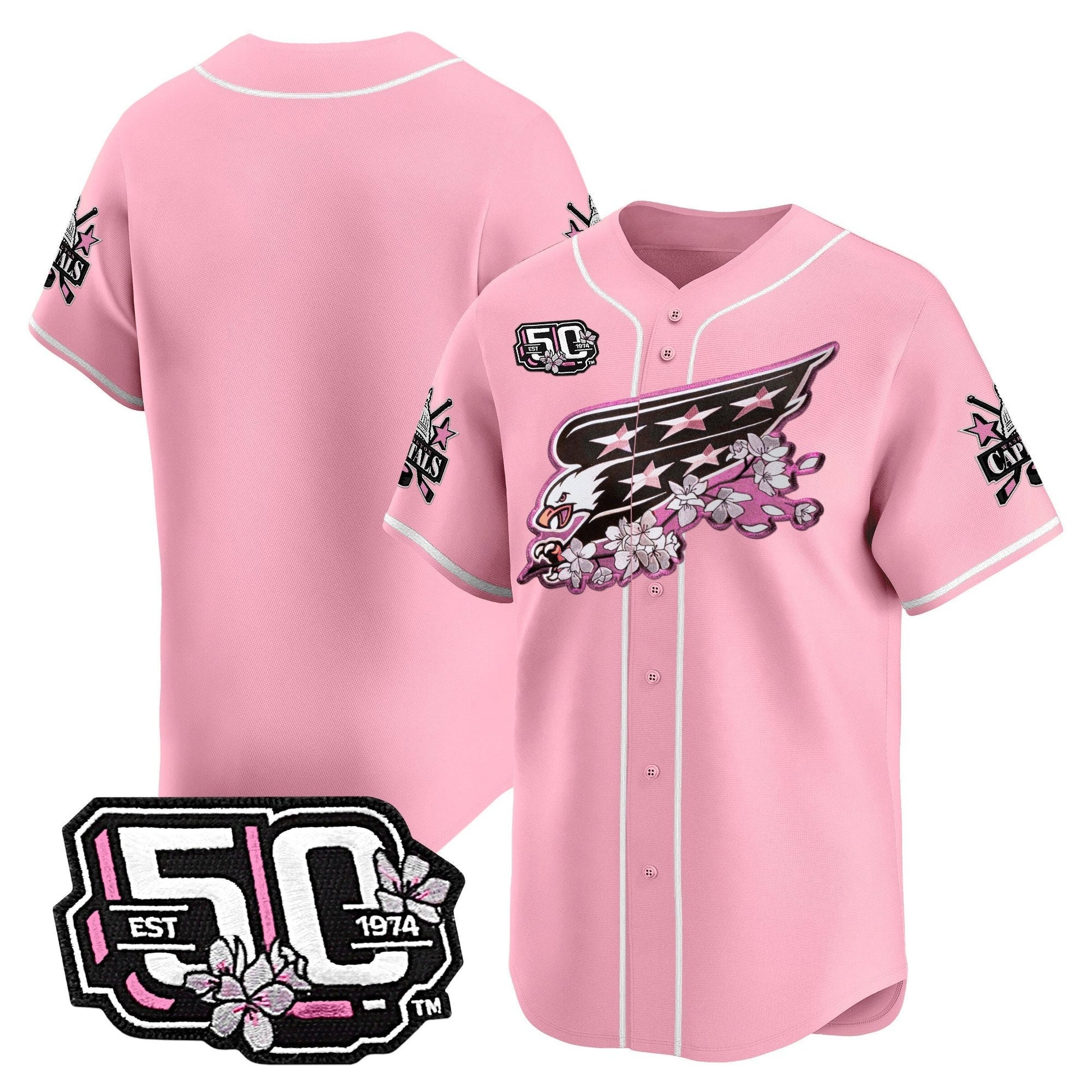 Men's 2025 Washington Capitals 50th Anniversary Cherry Blossom Style Vapor Premier Limited Jersey - All Stitched