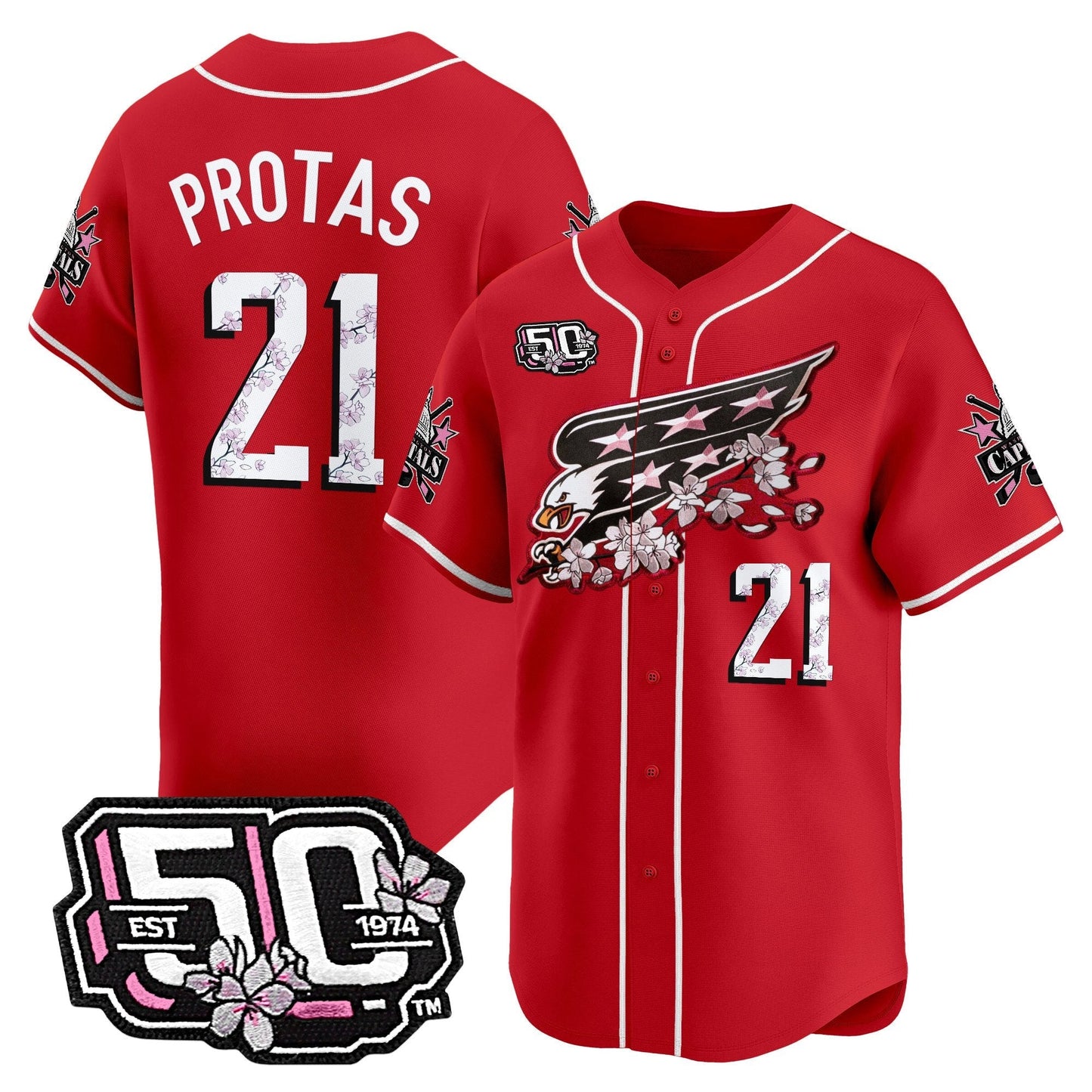 Men's 2025 Washington Capitals 50th Anniversary Cherry Blossom Style Vapor Premier Limited Jersey - All Stitched