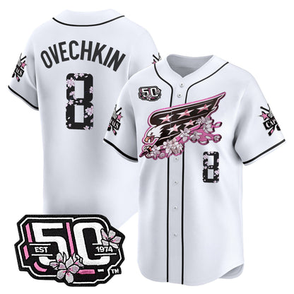 Men's 2025 Washington Capitals 50th Anniversary Cherry Blossom Style Vapor Premier Limited Jersey - All Stitched