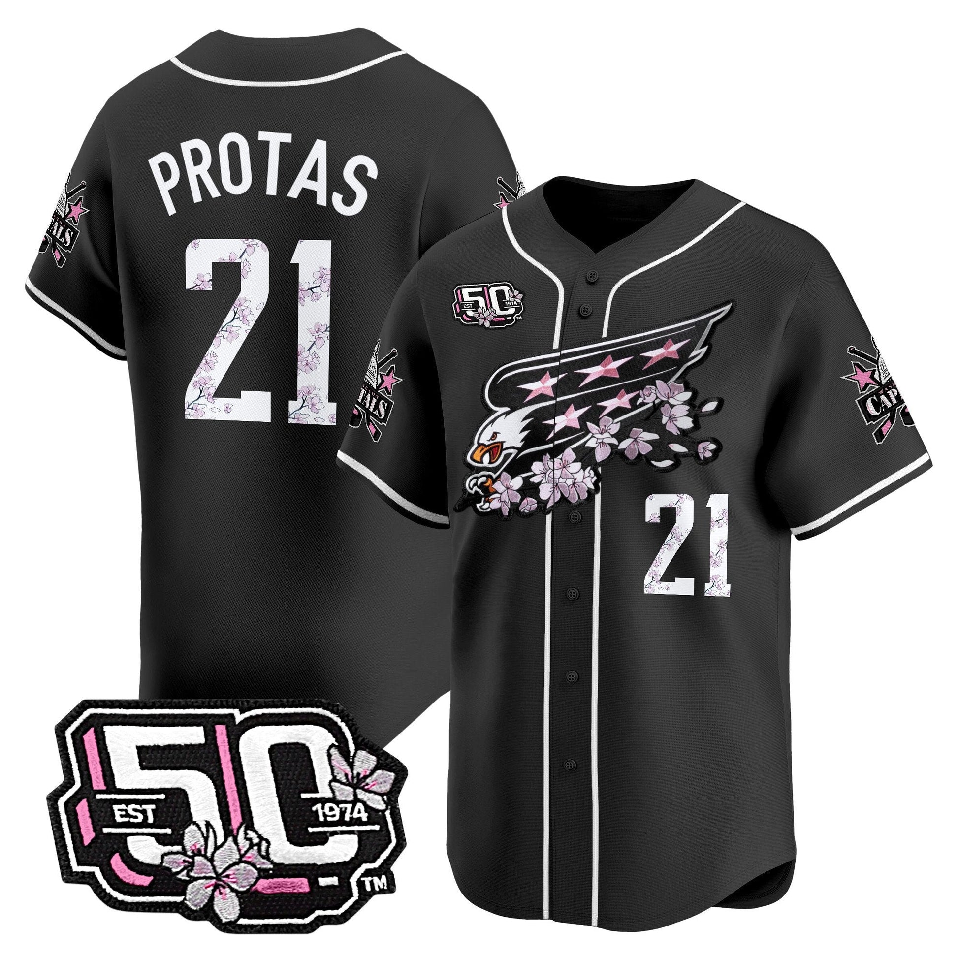 Men's 2025 Washington Capitals 50th Anniversary Cherry Blossom Style Vapor Premier Limited Jersey - All Stitched