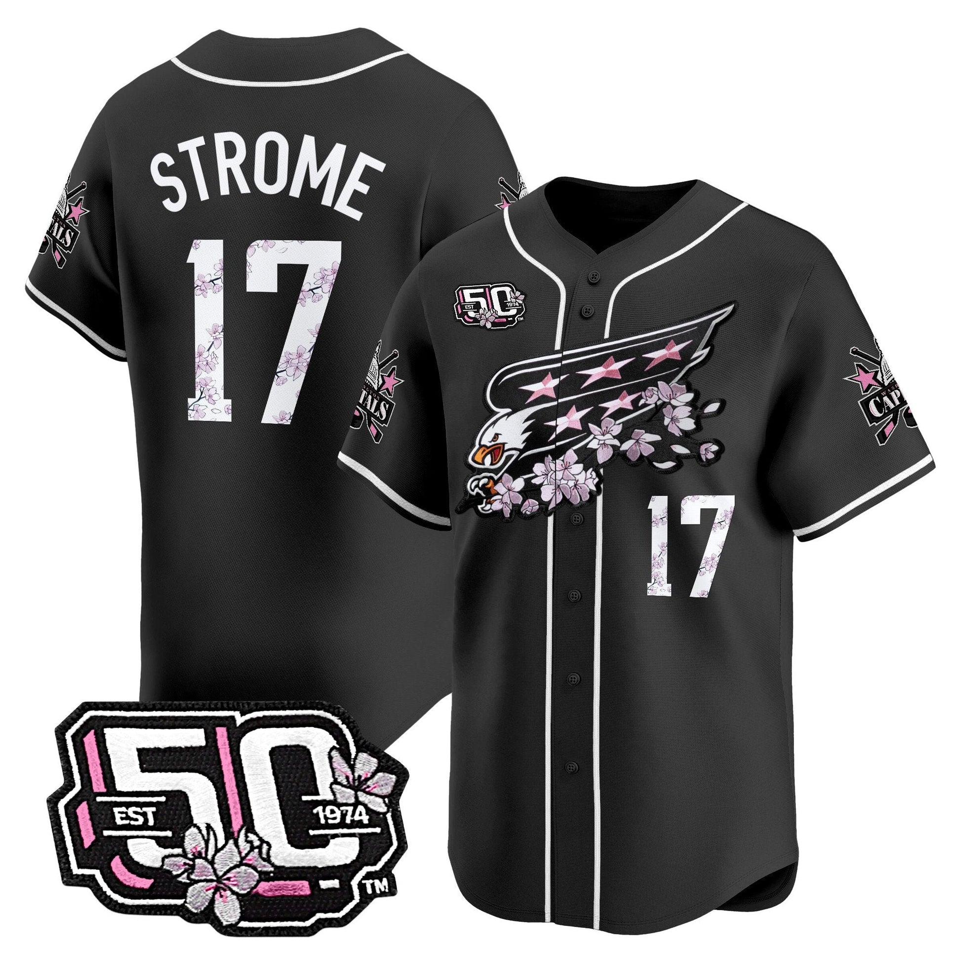 Men's 2025 Washington Capitals 50th Anniversary Cherry Blossom Style Vapor Premier Limited Jersey - All Stitched