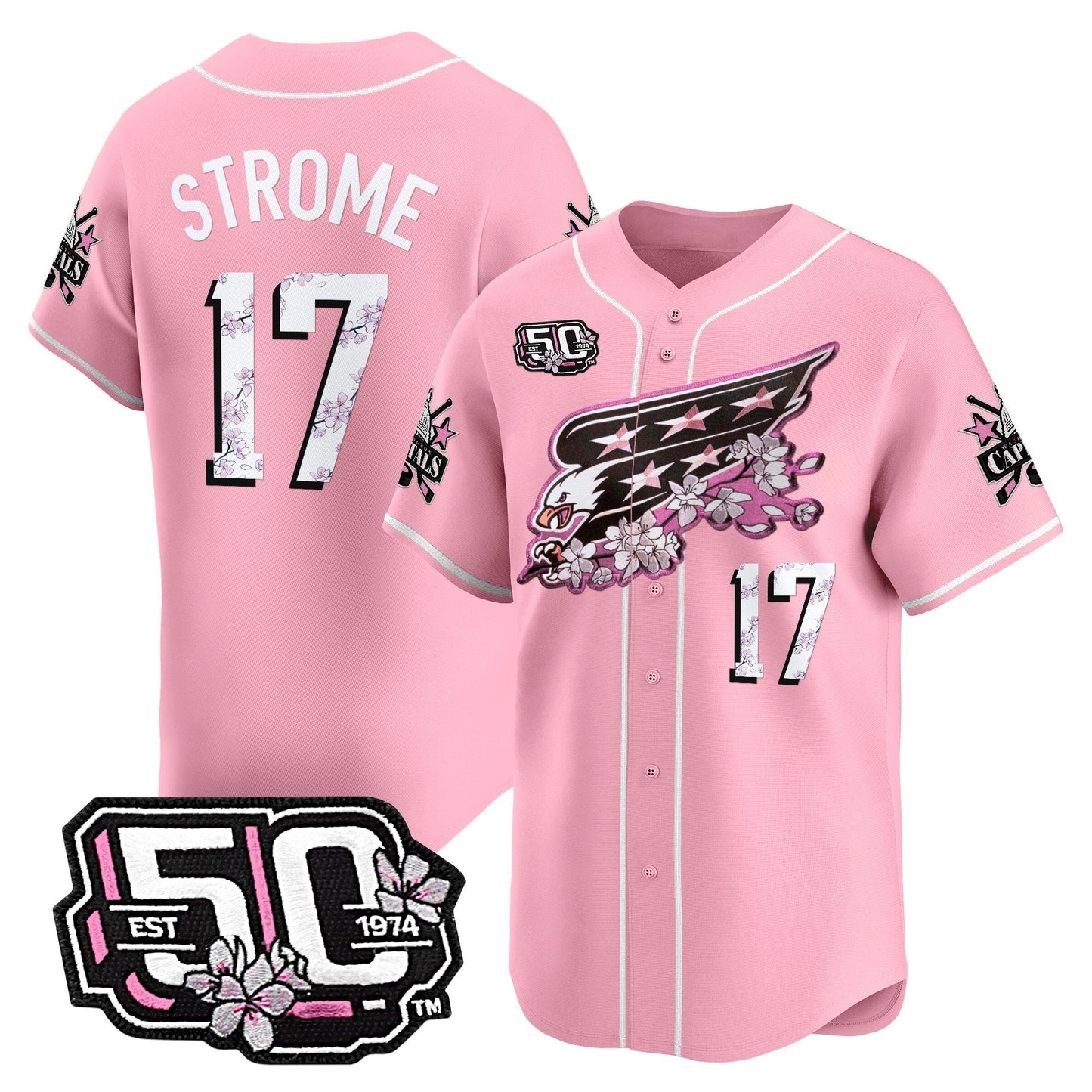 Men's 2025 Washington Capitals 50th Anniversary Cherry Blossom Style Vapor Premier Limited Jersey - All Stitched