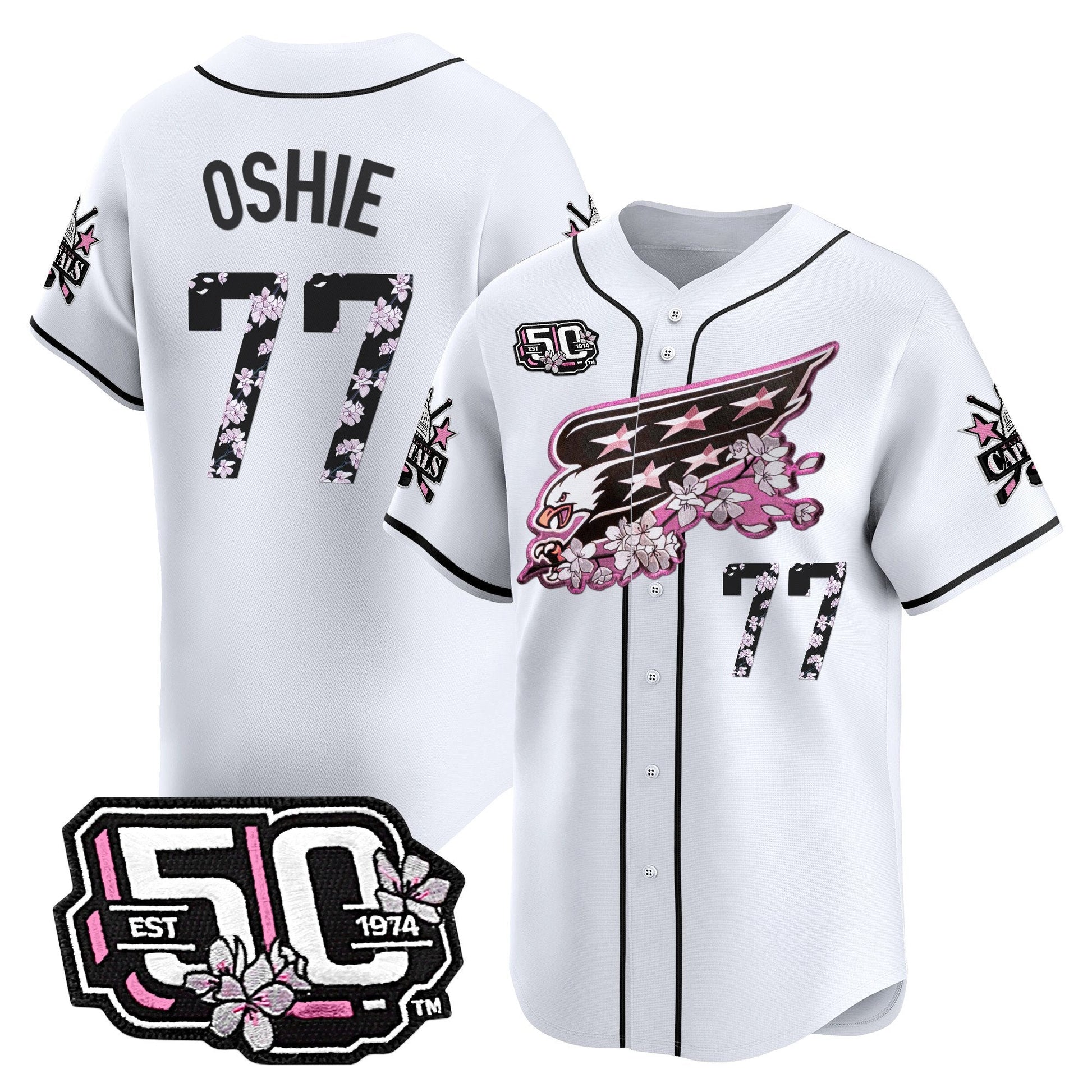 Men's 2025 Washington Capitals 50th Anniversary Cherry Blossom Style Vapor Premier Limited Jersey - All Stitched