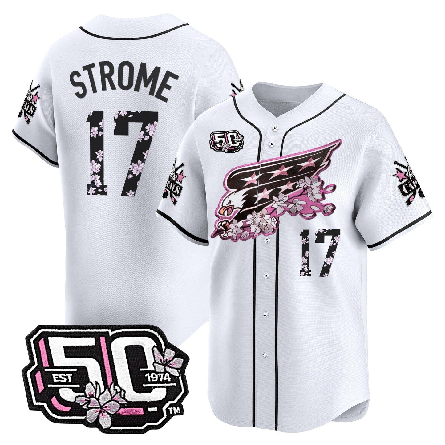 Men's 2025 Washington Capitals 50th Anniversary Cherry Blossom Style Vapor Premier Limited Jersey - All Stitched