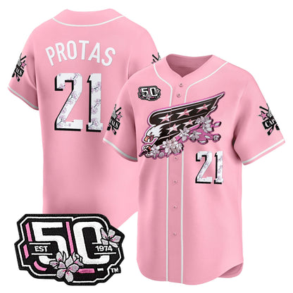 Men's 2025 Washington Capitals 50th Anniversary Cherry Blossom Style Vapor Premier Limited Jersey - All Stitched