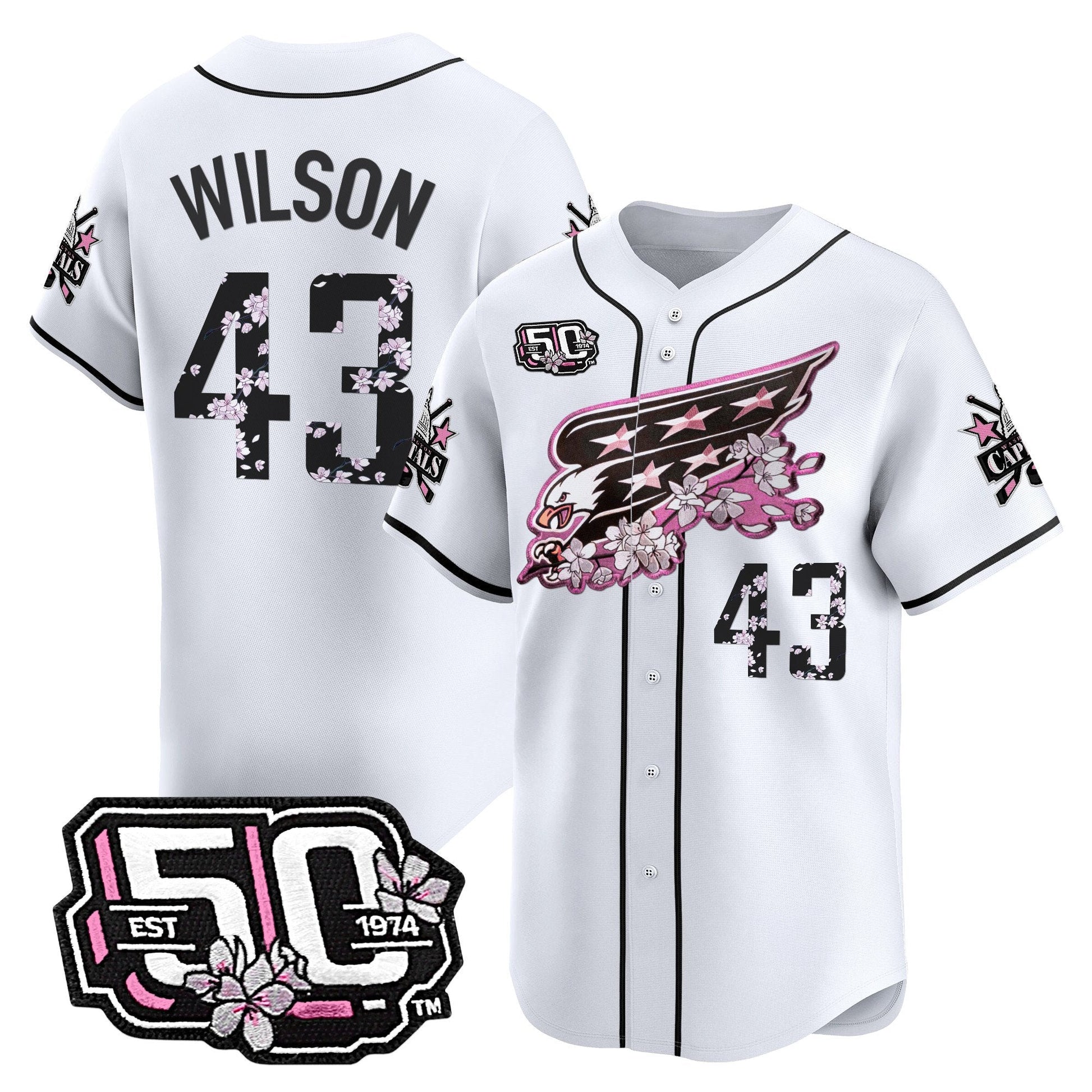 Men's 2025 Washington Capitals 50th Anniversary Cherry Blossom Style Vapor Premier Limited Jersey - All Stitched