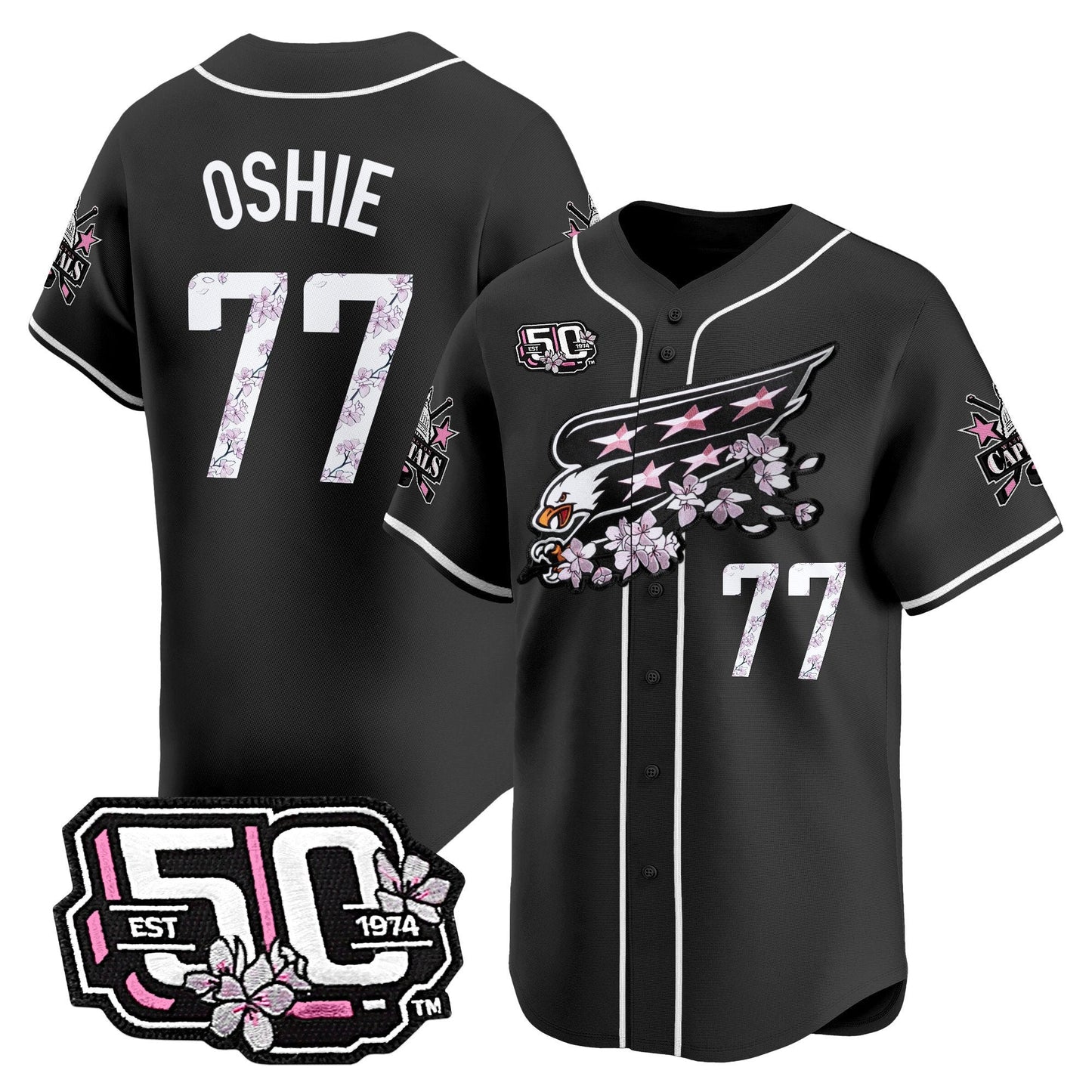 Men's 2025 Washington Capitals 50th Anniversary Cherry Blossom Style Vapor Premier Limited Jersey - All Stitched