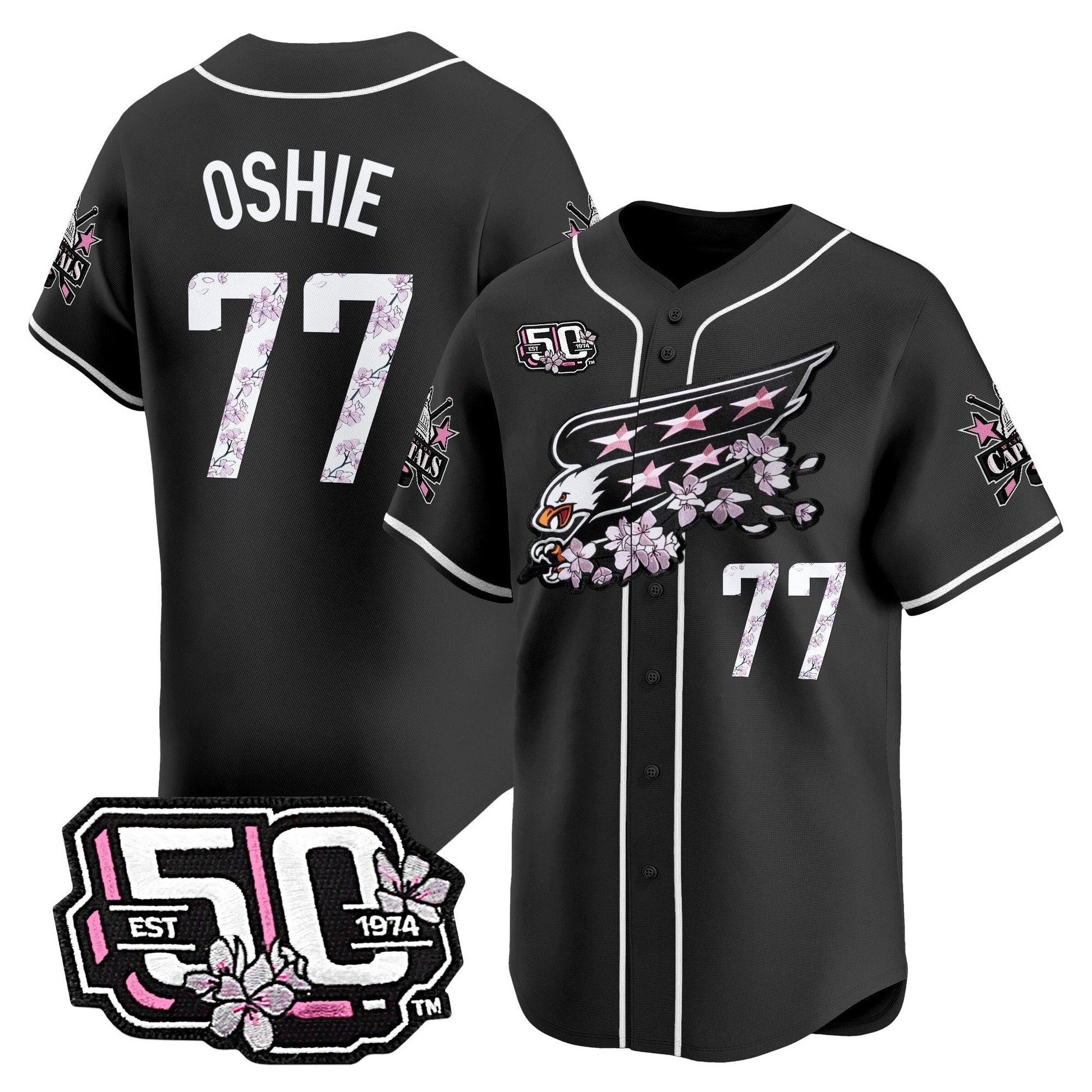 Men's 2025 Washington Capitals 50th Anniversary Cherry Blossom Style Vapor Premier Limited Jersey - All Stitched