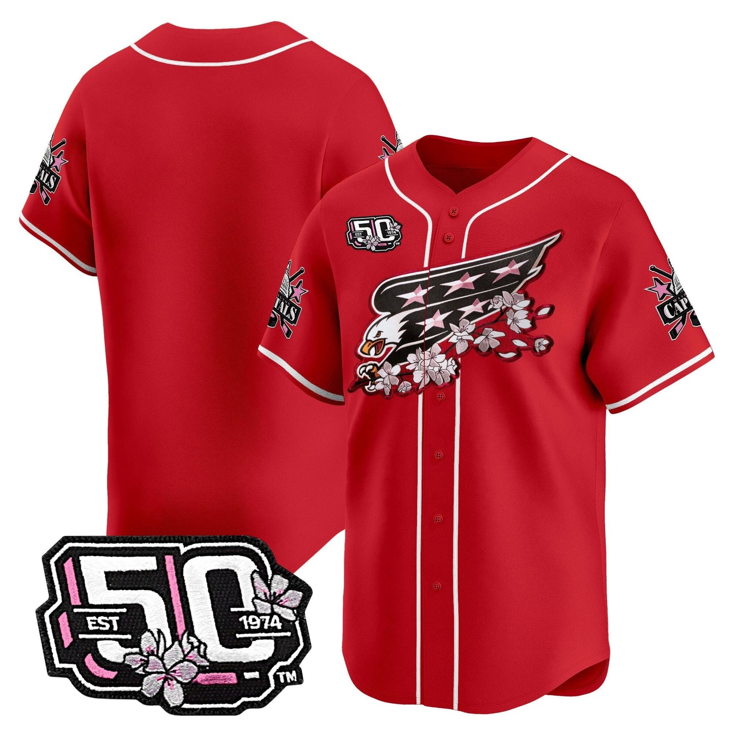 Men's 2025 Washington Capitals 50th Anniversary Cherry Blossom Style Vapor Premier Limited Jersey - All Stitched