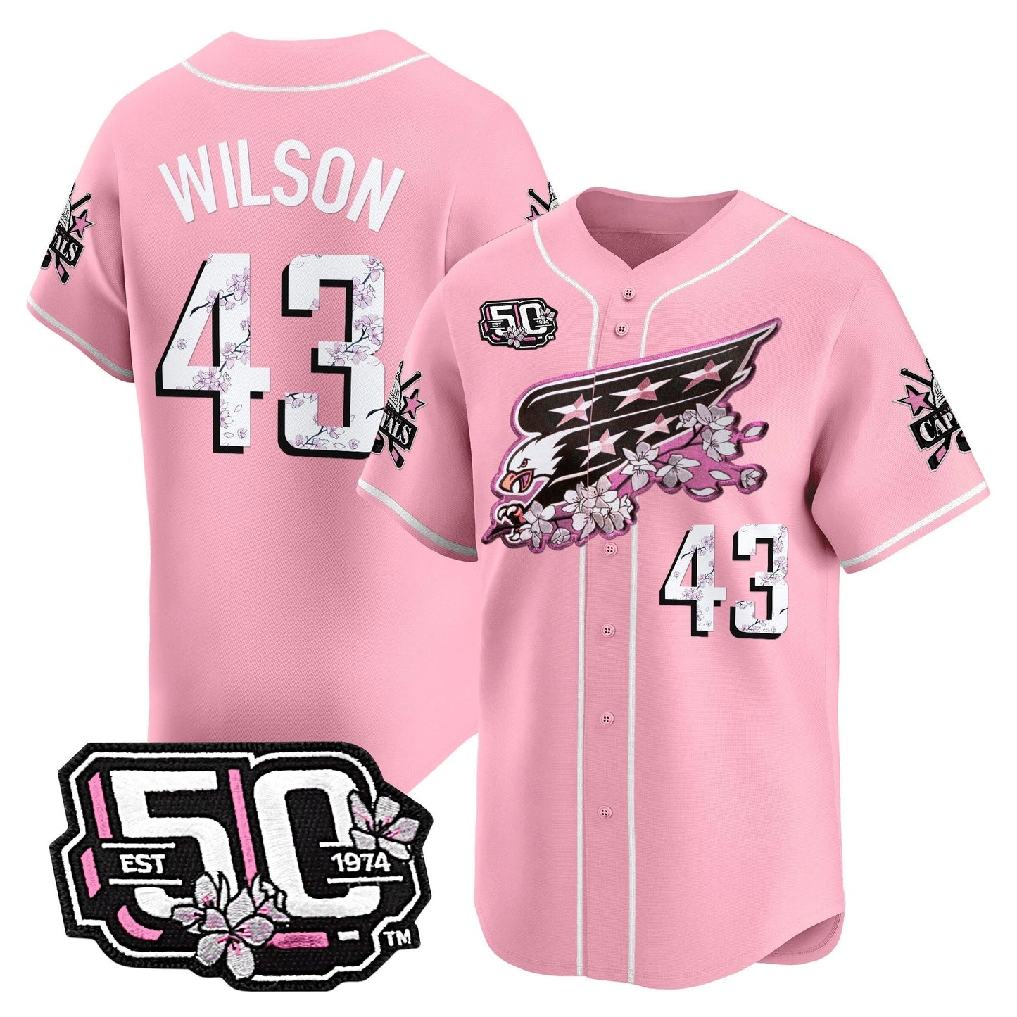 Men's 2025 Washington Capitals 50th Anniversary Cherry Blossom Style Vapor Premier Limited Jersey - All Stitched