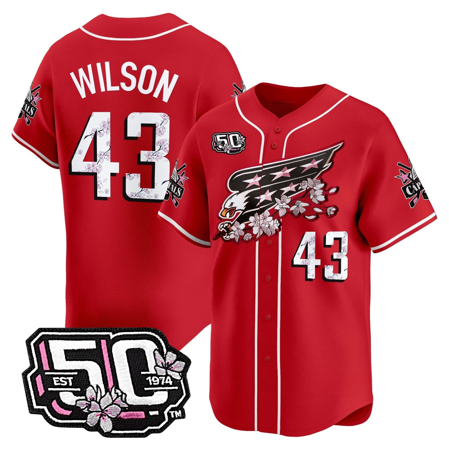 Men's 2025 Washington Capitals 50th Anniversary Cherry Blossom Style Vapor Premier Limited Jersey - All Stitched
