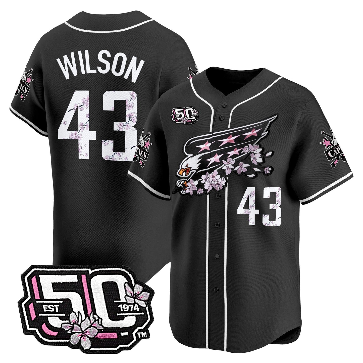 Men's 2025 Washington Capitals 50th Anniversary Cherry Blossom Style Vapor Premier Limited Jersey - All Stitched