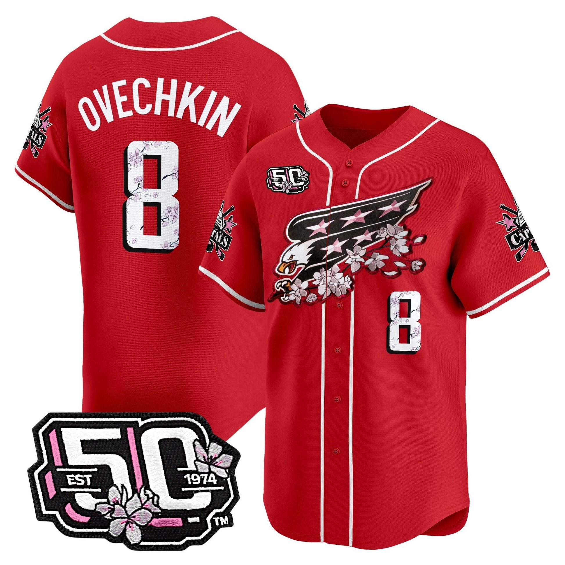 Men's 2025 Washington Capitals 50th Anniversary Cherry Blossom Style Vapor Premier Limited Jersey - All Stitched
