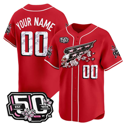 2025 Washington Capitals 50th Anniversary Cherry Blossom Style Vapor Premier Limited Custom Jersey - All Stitched