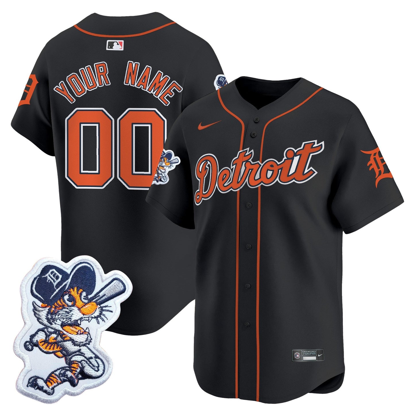 Detroit Tigers Paws Patch Vapor Premier Limited Custom Jersey - All Stitched
