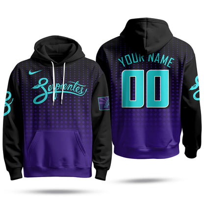 Custom Name/Gender Arizona Diamondbacks Purple for Second “Serpientes” City Connect Hoodie - All Stitched