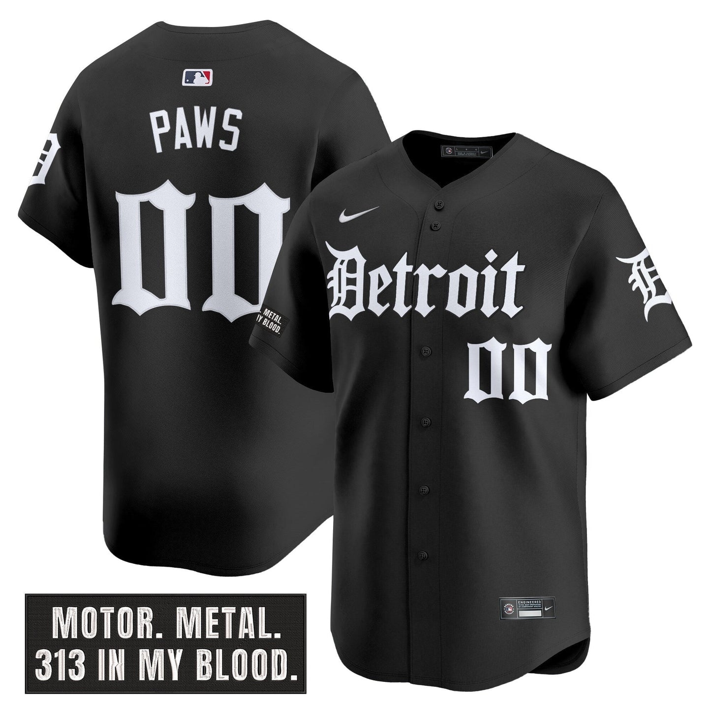 Men's Detroit Tigers 'Motor Gothic Edition' Vapor Premier Limited Jersey - All Stitched