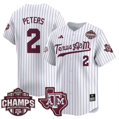 Men's Size - Texas A&M Aggies 2025 SEC Softball Conference Tournament Champions Patch Vapor Premier Limited Jersey - All Stitched