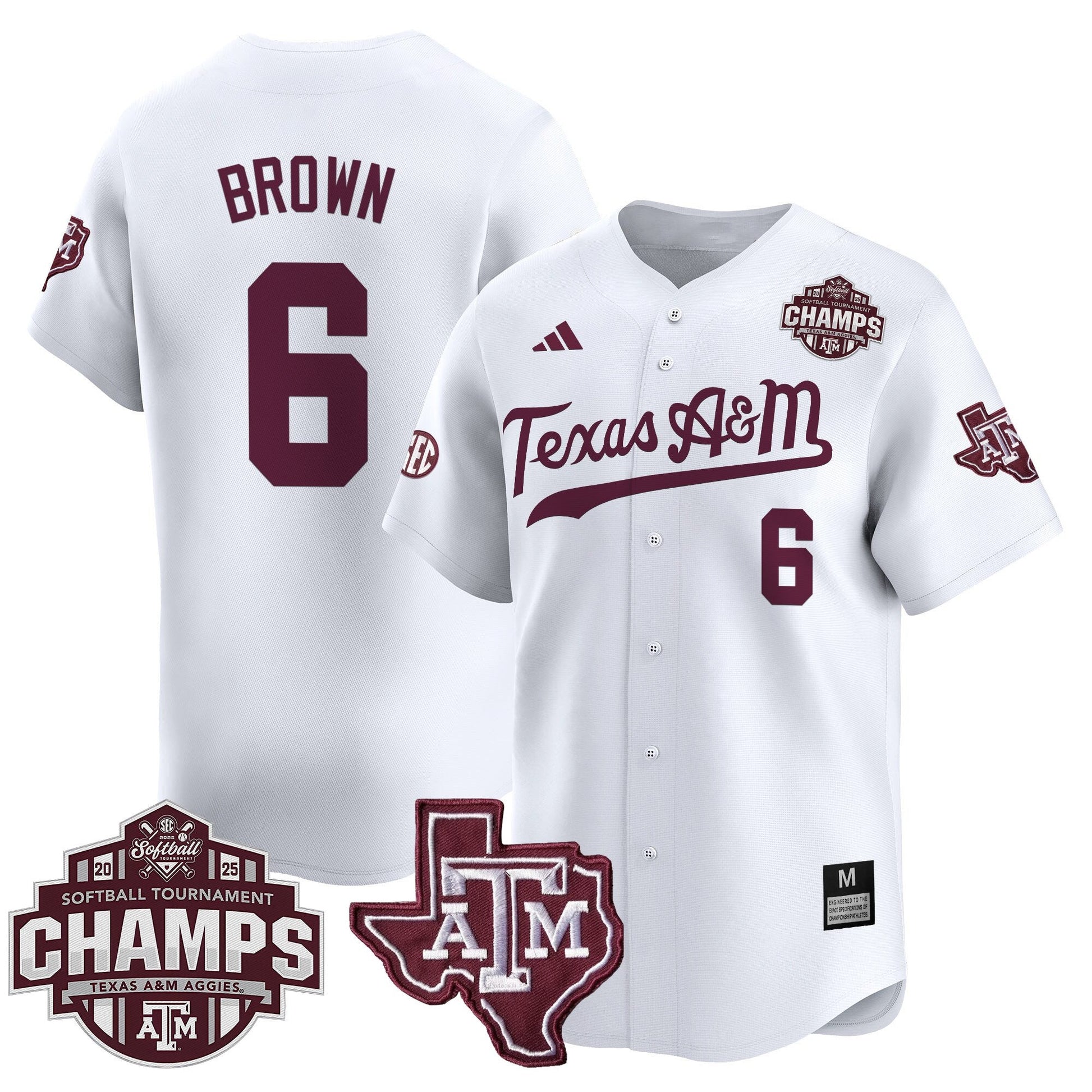 Men's Size - Texas A&M Aggies 2025 SEC Softball Conference Tournament Champions Patch Vapor Premier Limited Jersey - All Stitched