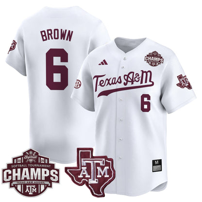 Men's Size - Texas A&M Aggies 2025 SEC Softball Conference Tournament Champions Patch Vapor Premier Limited Jersey - All Stitched