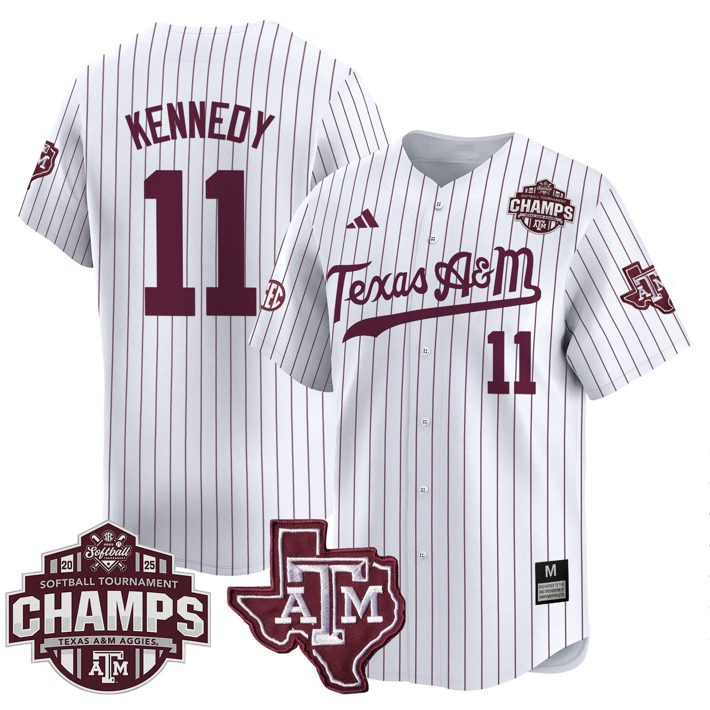 Men's Size - Texas A&M Aggies 2025 SEC Softball Conference Tournament Champions Patch Vapor Premier Limited Jersey - All Stitched