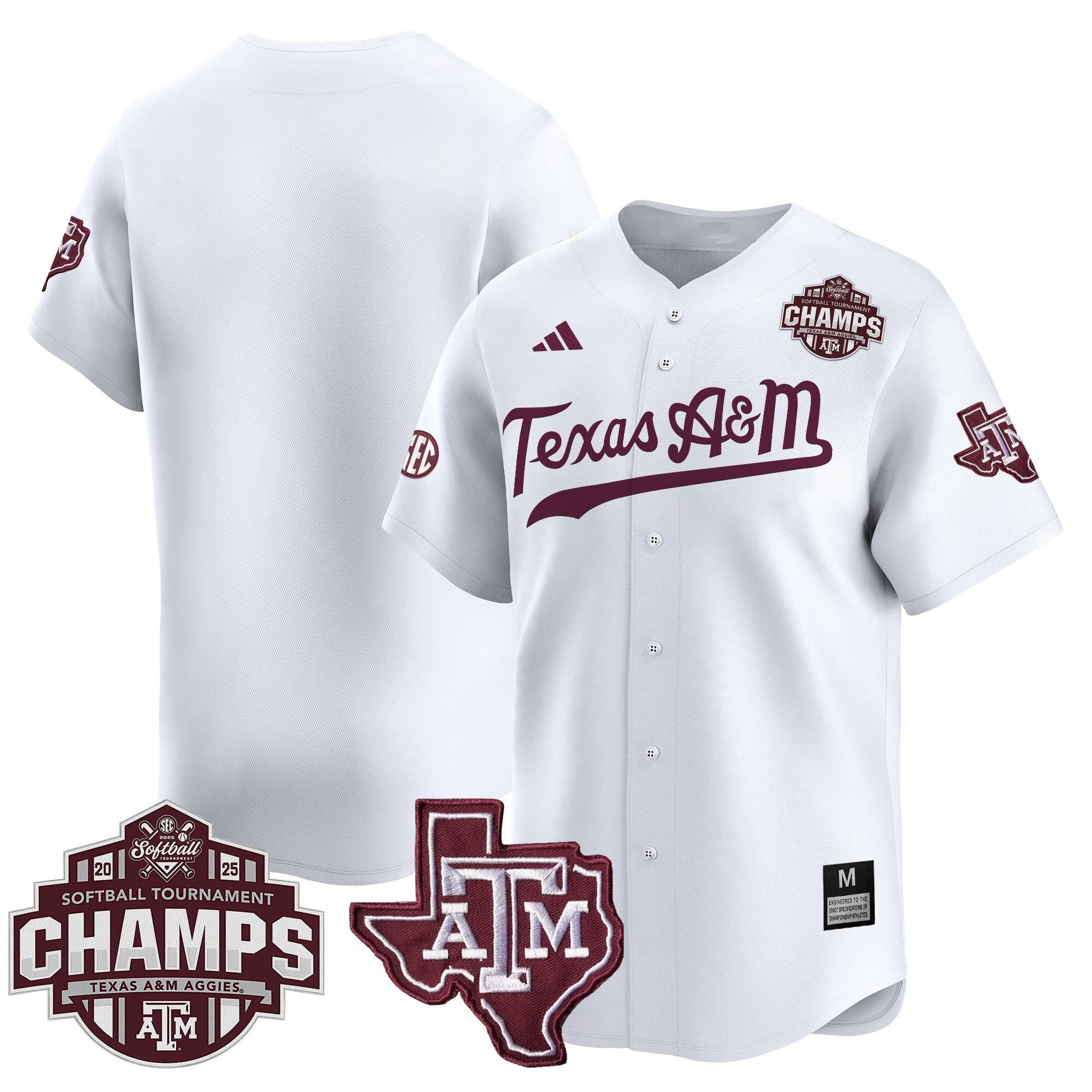 Men's Size - Texas A&M Aggies 2025 SEC Softball Conference Tournament Champions Patch Vapor Premier Limited Jersey - All Stitched