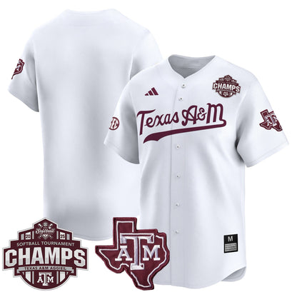 Men's Size - Texas A&M Aggies 2025 SEC Softball Conference Tournament Champions Patch Vapor Premier Limited Jersey - All Stitched