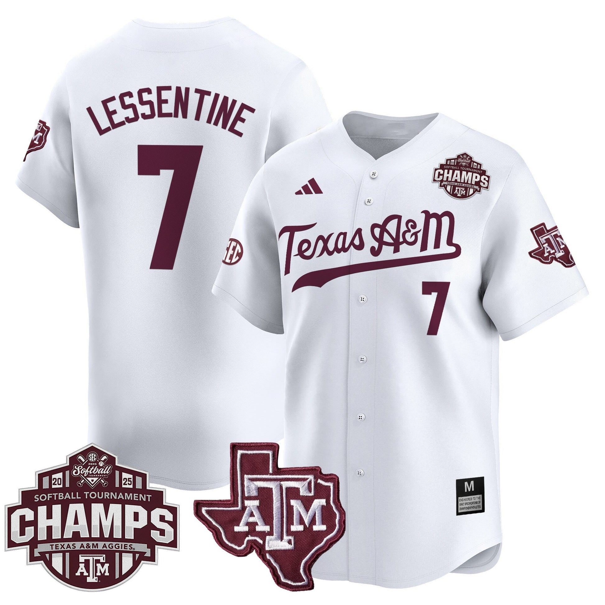 Men's Size - Texas A&M Aggies 2025 SEC Softball Conference Tournament Champions Patch Vapor Premier Limited Jersey - All Stitched