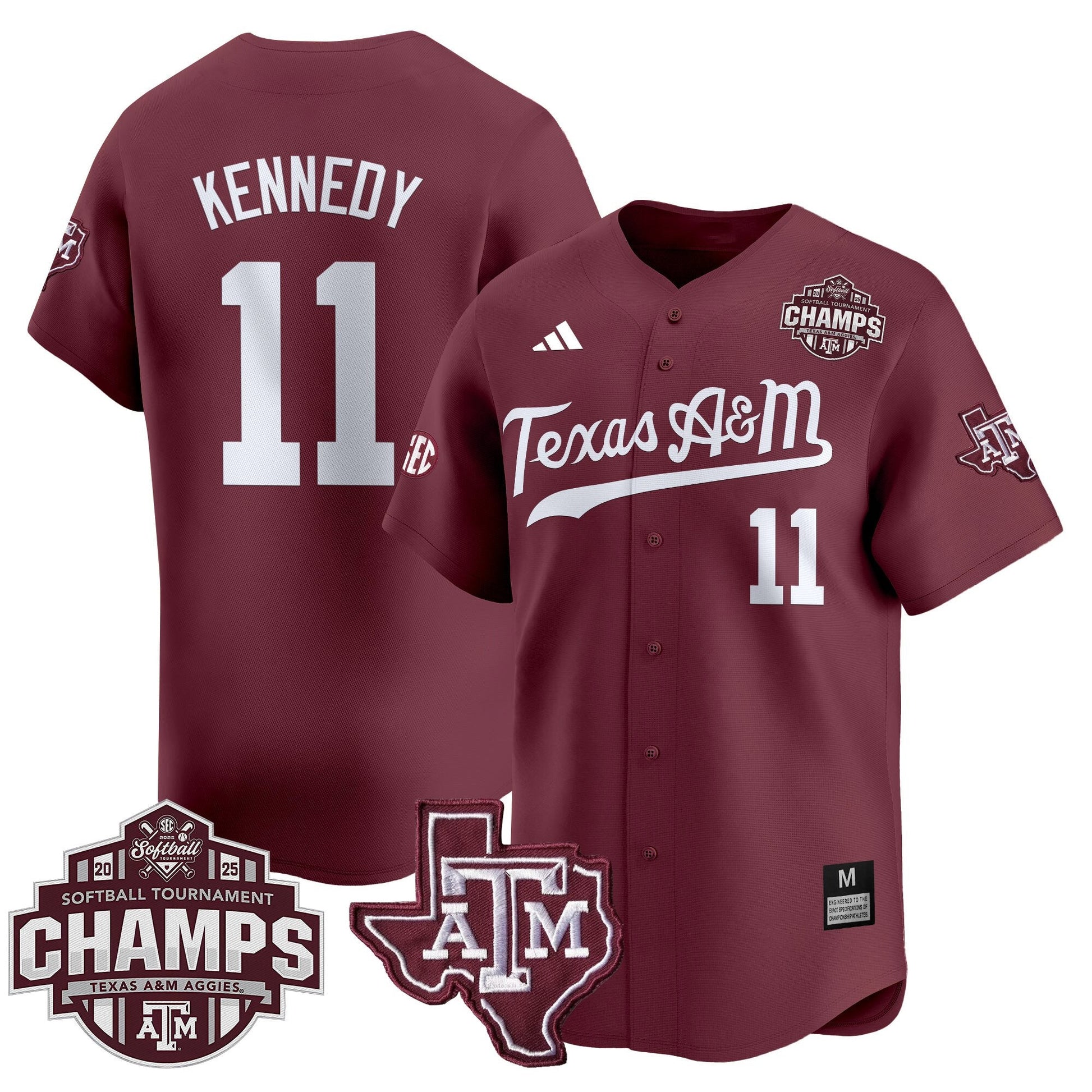 Men's Size - Texas A&M Aggies 2025 SEC Softball Conference Tournament Champions Patch Vapor Premier Limited Jersey - All Stitched