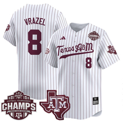Men's Size - Texas A&M Aggies 2025 SEC Softball Conference Tournament Champions Patch Vapor Premier Limited Jersey - All Stitched