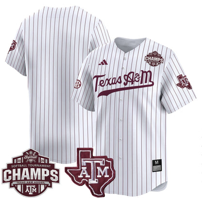 Men's Size - Texas A&M Aggies 2025 SEC Softball Conference Tournament Champions Patch Vapor Premier Limited Jersey - All Stitched