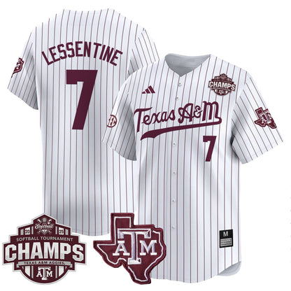 Men's Size - Texas A&M Aggies 2025 SEC Softball Conference Tournament Champions Patch Vapor Premier Limited Jersey - All Stitched