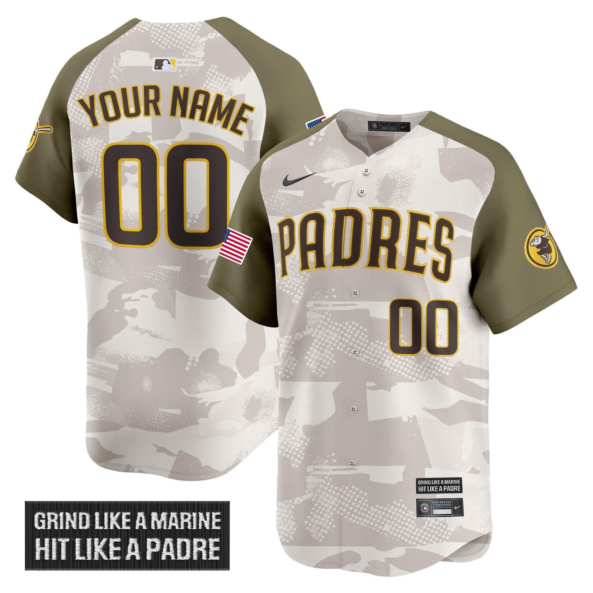 San Diego Padres 2025 Armed Forces Day Vapor Premier Limited Custom Jersey - All Stitched